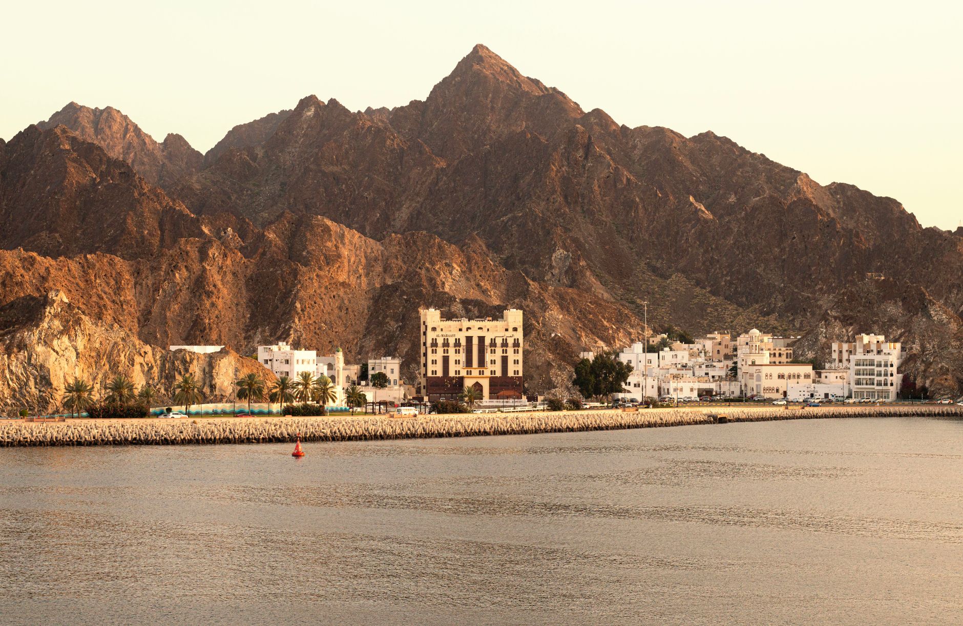 The Mutrah Corniche curving along the Muscat waterfront